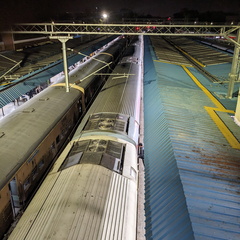 A night view of trains