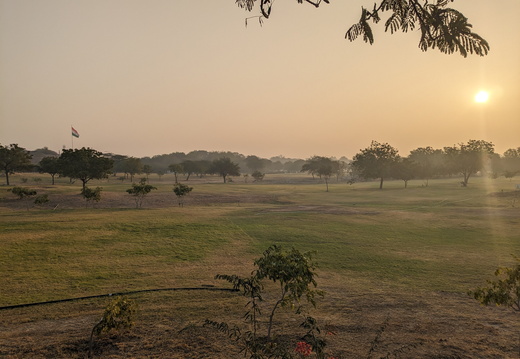 Sunset over a golf course