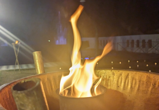 Flames dance in a bowl